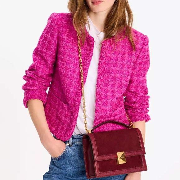 NWT-Kate Spade-Deco Pebbled Leather & Suede-Chain Shoulder Bag-Cherry Juice-$358 - Picture 16 of 16